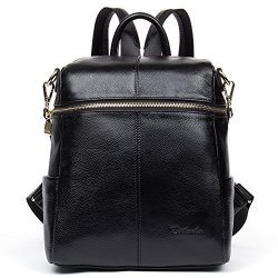 Bostanten Women Casual Leather Backpack Purse Satchel Shoulder School Bags For College Black