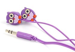 Purple In-ear Novelty Owl In-ear Headphones For Kids - Compatible With Philips DVT1100 DVT1200 DVT2000 DVT20050 DVT6010 DVT6500 Digital Voice Recorder - By Duragadget
