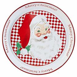 14" Nostalgic Santa Steel Cookie Platter Retro Vintage Christmas Decor