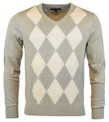 Tommy Hilfiger Mens Argyle Pullover Sweater Medium Grey