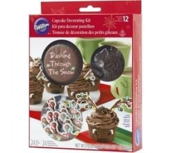 Wilton 48PC Reindeer Cupcake Case Antler Picks Chocolate Sprinkle Decorating Kit