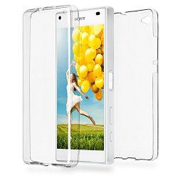 Xperia Z5 Compact Case Oneflow 360 Full Body Double Case Silicone Clear Rubber Soft Case For Sony Xperia Z5 Compact Built-in Screen Protector Cover - Crystal