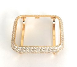 Emj Series 1 2 3 Bling Apple Watch Crystal Diamond Zirconia Yellow Gold Case Bumper Insert Bezel 38 42MM 38 Series 2