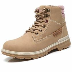 Cestfini Combat Work Hiking Boots For Women Suede Lace Up Winter Boots With Comfortable Insole And Slip Resistant Rubber Sole APRILA-CAMEL-6