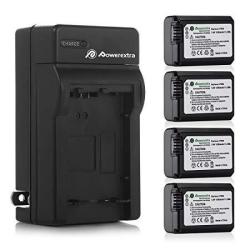 Powerextra Battery 4-PACK And Charger For Sony NP-FW50 And Sony Alpha A6500 Alpha A6300 Alpha A6000 Alpha A7 II Alpha A7R II Alpha A7S