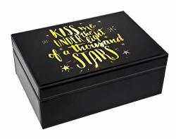 Philip Whitney Trinket Jewelry Box Organizer Black - LED Kiss Me Under The Light Of A Thousand Stars - 10X7