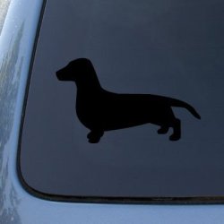 Dachshund Smooth Silhouette - Dog - Decal Sticker 1504 Vinyl Color: Black