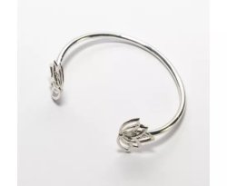 Double Lotus Bangle Sterling Silver