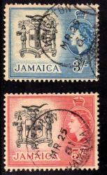 Jamaica 1956 Defin 2 Stamps 3 - And 5 - Very Fine Used. Sg 171 & 172. Cat 11 Pounds.