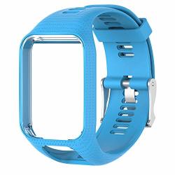 MCHOME11 Watch Band Compatible With Tomtom Spark 3 Runner 2 3 Candy Color Silicone Replacement Watch Strap Band For Tomtom Spark 3 Runner 2 3 Sky Blue