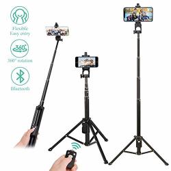 Phone Selfie Stick Tripod E-thinker Extendable 51 Inch Lightweight Cell Phone Tripods With Bluetooth Wireless Remote Shutter 5 In 1TRIPODS Selfie Sticks For Apple & Android Devices