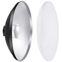 Neewer 16 INCHES 41 Centimeters Aluminum Standard Reflector Beauty Dish With White Diffuser Sock For Bowens Mount Studio Strobe Flash Light Like Neewe