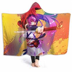 Damianszifron Highschool Of The Dead Hooded Blankets Wearable Blankets Funny Anime Fleece Blanket For Living Room Air-conditioned Room Protection Kids 4-10 Years Old