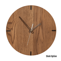 Mika Wall Clock In Oak - 300MM Dia Mid Brown Sleek White Second Hand