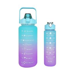 All In- One 2L& 900ML Gradient Color Motivational Scale Water Bottle