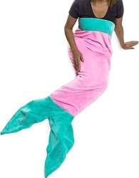 Silver Lilly Mermaid Tail Blanket Plush Mermaid Tail For Adults And Kids Pink turquoise
