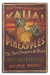 Lantern Press Kauai Hawaii - Pineapple Vintage Sign 10X15 Wood Wall Sign Wall Decor Ready To Hang