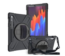 Tuff-Luv Armour Jack Rugged Case Includes Armstrap And Handstrap And Pen Holder For The Samsung Galaxy Tab S9 11" SM-X710 - Black