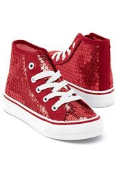Sequin Balera High Top Dance Sneakers Red 8AM