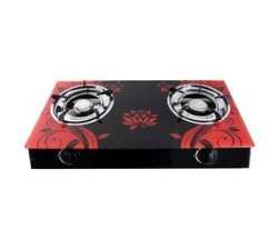 Two-burner Auto-ignition Tempered Glass Panel Gas Stove - Red Petal