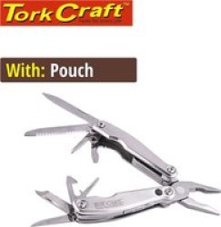 Tork Craft Multitool Silver MINI With LED Light With Nylon Pouch In Blister KN8126FI