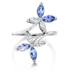925 Sterling Silver Butterfly Marquise Natural Tanzanite Women's Ring Available In Size 5 6 7 8 9