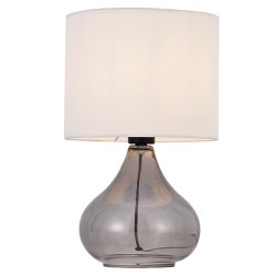Bright Star Lighting Smoke Glass Lamp With Beige Shade TL674