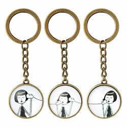 7MORNING Vintage Call Phone Girl 3PCS SET Keychain Bff's Necklaces Keychain