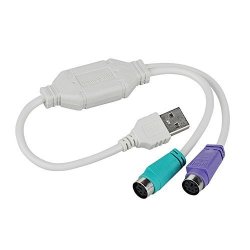 Owikar USB To PS2 Adapter PS2 To USB Adapter PS2 Female To USB Male Converter Adapter Cable For Keyboard And Mouse White
