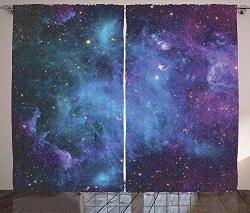 T&h Home Outer Space Curtains Galaxy Stars In Space Celestial Astronomic Planets In The Universe Milky Way 2 Panels Window Curtain For Dining Living
