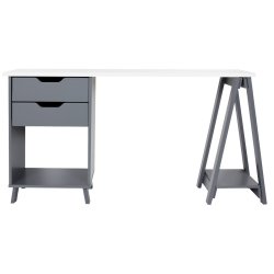 Ash Trestle Desk Grey And White 201801
