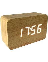 Gagafast Wooden Sound Control Digital Alarm Clock Temperature Date Display