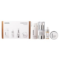 Skoon Basic 4 Starter Kit Combination Skin With Whitewash Cleanser 30ML Plus The One 15ML And Hyaluron Serum 5ML Plus Azelaic 7G