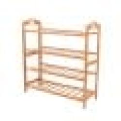 Natural Bamboo 4-TIER Simple Ideas Shoe Rack Wood Color