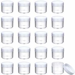 20 Pieces Round Pot Jars Plastic Cosmetic Containers Set With Lid For Liquid Creams Sample 20 Ml 0.7 Oz White Lid