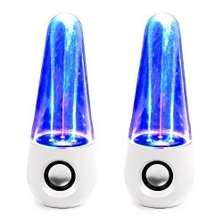 I-kool Original Water Dancing Speakers Super Charged Bass Extra Large Works With Usb Aux Cable White Tri-oval