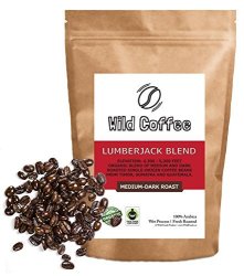 Wild Coffee Whole Bean Organic Coffee Fair Trade Single-origin 100% Arabica Austin Fresh Roasted Lumberjack Blend 12 Ounce