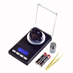 Keegh High-precision Digital Milligram Pocket Scale 50G 0.001G Reloading Jewelry Scale Tare & Pcs Lcd Display With Calibration Weights And 2 Aaa Batteries