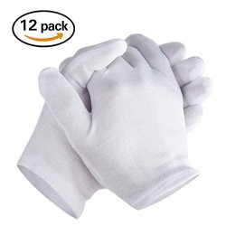 Zealor 6 Pairs Cotton Gloves Extra Thickness Coin Jewelry Silver Inspection Gloves Large Size
