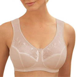 Women's Soft Cups Embroibered Wireless Full Coverage Minimizer Bra Size 34-44 ... - Beige03 D 42