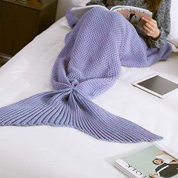 Ibluelover Mermaid Tail Blanket Crochet Mermaid Throw Blanket For Kids Adult All Seasons Sleeping Blankets Sleep Bag 70"X31"