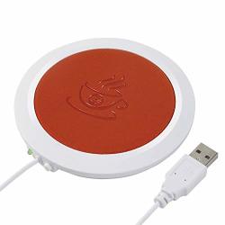 Ddsky USB Cup Mug Warmer Pu Leather USB Cup Heater USB Coaster Warmer Beverage Heater For Home Use Office Orange