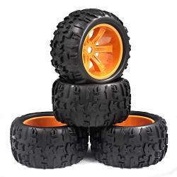 Rc Tires Wheels 1 8 Scale Monster Truck Buggy Tires 4 Pcs 17MM Hex Preglued Rim And Tires For Racing Car Accessories For 1 8 Traxxas