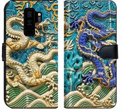 Luxlady Samsung Galaxy S9 Plus Flip Fabric Wallet Case Image Id: 22401519 Closeup Of Nine Dragons Wall