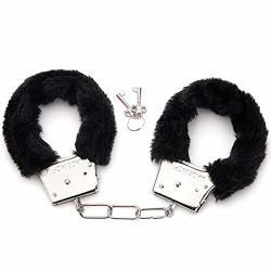 Fluffy Plush Wrist Handcuffs Police Game Cosplay Costume Party Children's Toy Metal Handcuffs Black Plush Handcuffs