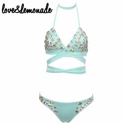 Love&lemonade Color Beaded Two-pieces Set Green - Green L