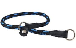 Dogs My Love Round Braided Rope Nylon Choke Dog Collar With Sliding Stopper 20" Long 0.3" Diam 8MM Blue black