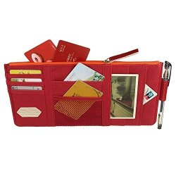 Stylez Car Sun Visor Tidy Organizer Storage Bag Holder Pocket Cd Case Card Pouch Wine Red