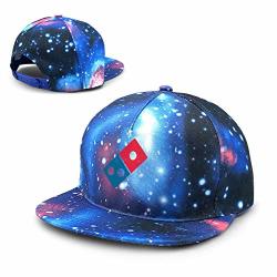Dominos Pizza Logo Mens Teenager Galaxy Baseball Cap Flat Brim Sun Hat Blue