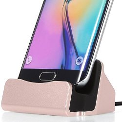 ONX3 Rose Gold Samsung Galaxy J7 2016 Desktop Charger Micro USB Base Stand Data Sync Charging Docking Station
